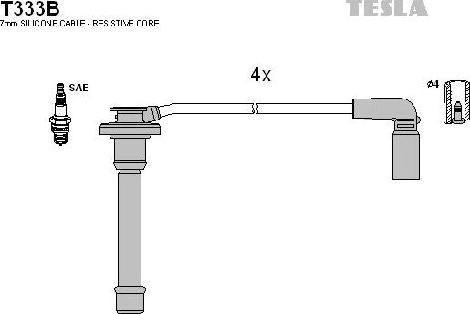 Высоковольтные провода (провода зажигания) (комплект) Tesla. Артикул T333B
