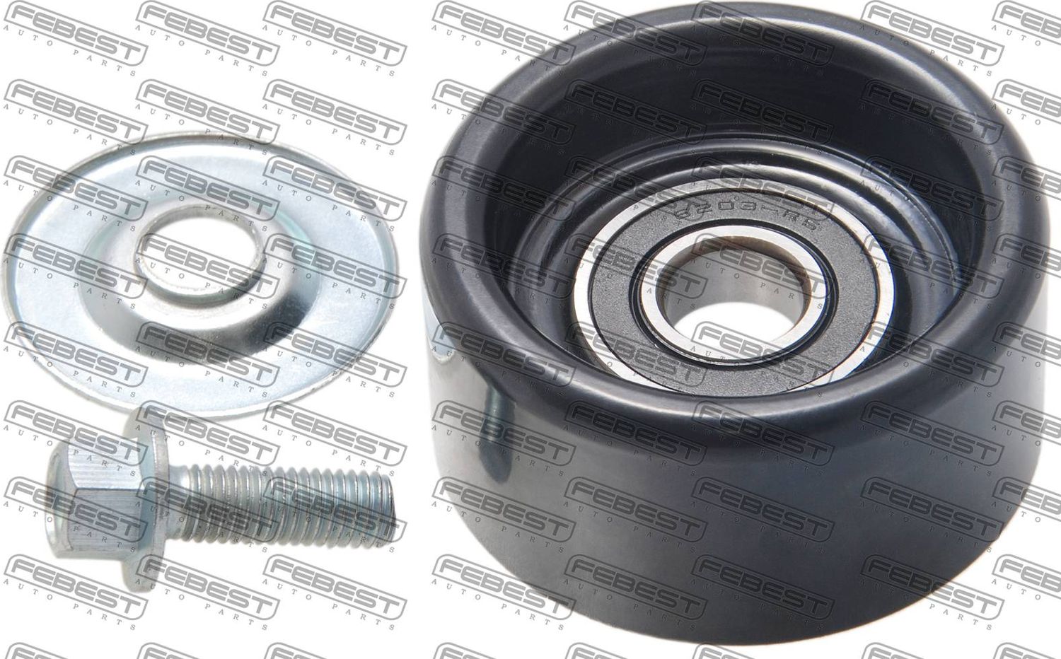 Натяжной ролик (натяжитель) приводного поликлинового ремня Febest. Артикул 0187-URJ201