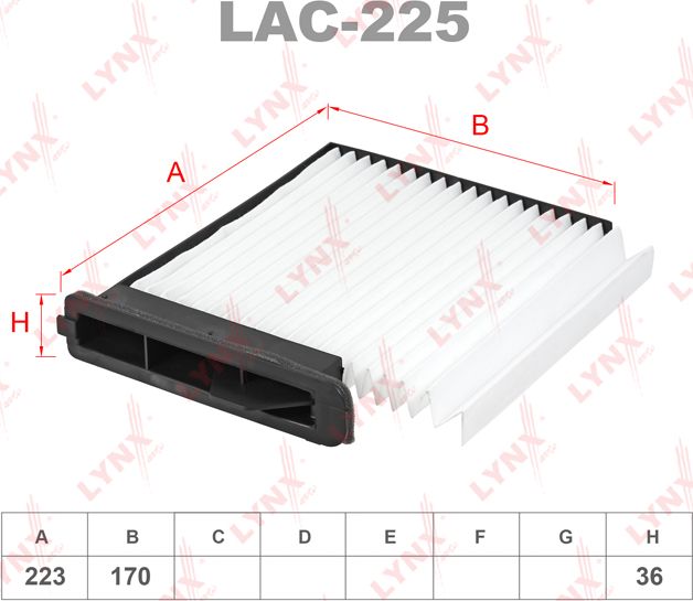 Салонный фильтр LYNXauto. Артикул LAC-225