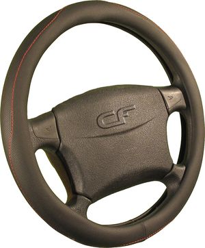 Оплётка на руль CarFashion Creek (размер M, экокожа, цвет ЧЕРНЫЙ/КРАСНЫЙ). Артикул 31204