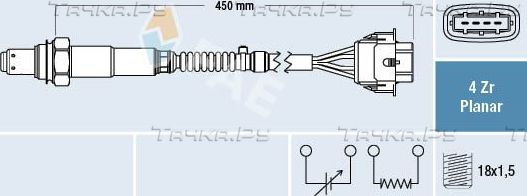 Лямбда-зонд (кислородный датчик) FAE для Opel Vectra C 2002-2005. Артикул 77209
