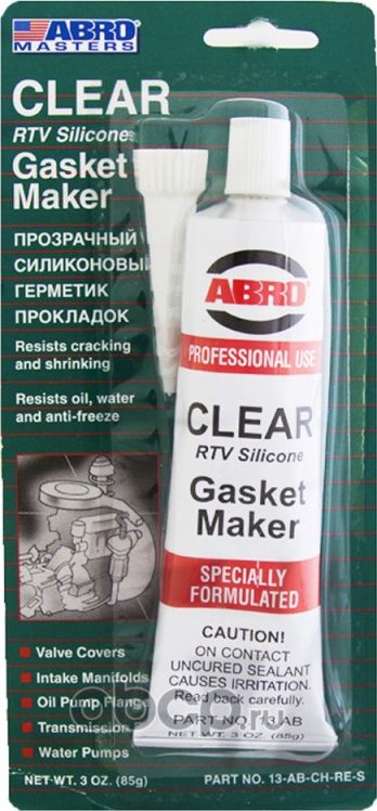 ABRO Герметик прокладок стандартный прозрачный (Китай) узкий блистер - 0,085 кг. Abro. Артикул 13ABCHRES