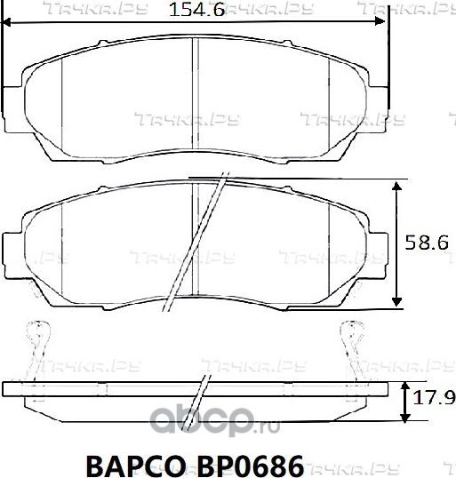 Колодки тормозные дисковые BP0686, (Bapco) Bapco. Артикул BP0686
