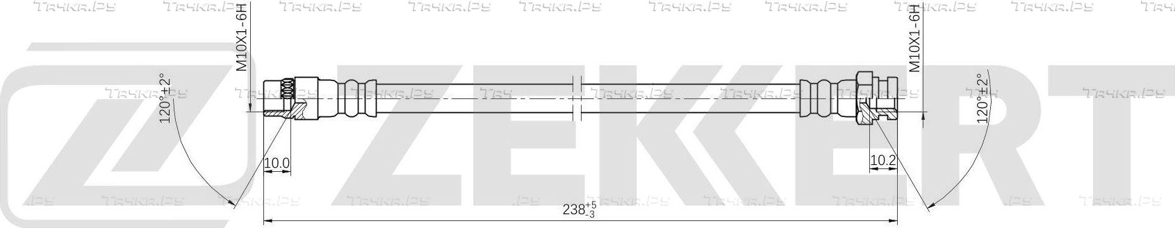 Тормозной шланг Zekkert задний внутренний для Peugeot 5008 I 2009-2017. Артикул BS-9561