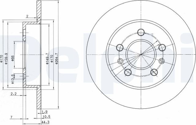 Тормозной диск Delphi для Renault Safrane I 1992-2000. Артикул BG2696