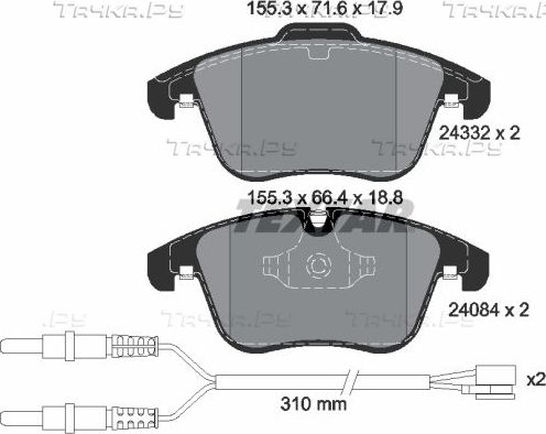 Тормозные колодки Textar Q+ передние для Peugeot 508 I 2010-2018. Артикул 2433201