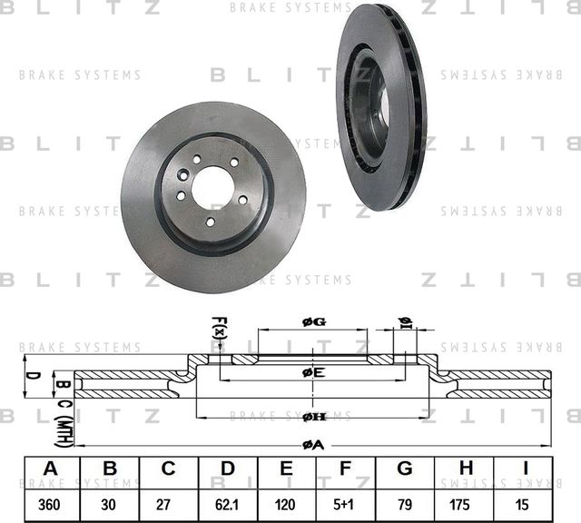 Диск тормозной LAND ROVER DISCOVERY/RANGE ROVER/RANGE ROVER SPORT 05- перед. вен (Blitz). Артикул BS0302