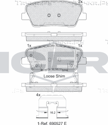Тормозные колодки Icer задние для Kia Sorento III Prime 2015-2026. Артикул 181954-233