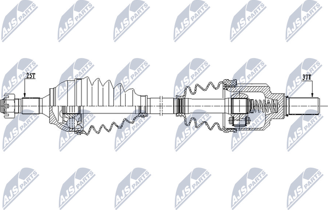 Полуось (привод в сборе, приводной вал) NTY для Peugeot 5008 I 2009-2017. Артикул NPW-CT-077
