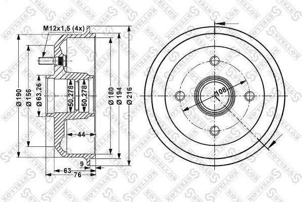Тормозной барабан Stellox. Артикул 6025-2526-SX