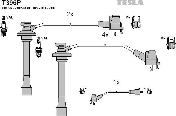 Высоковольтные провода (провода зажигания) (комплект) Tesla. Артикул T396P