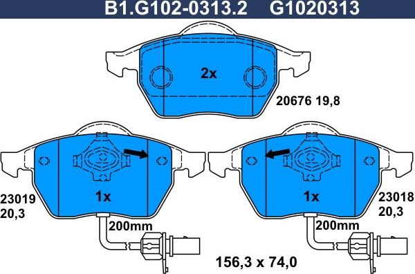 Тормозные колодки Galfer. Артикул B1.G102-0313.2
