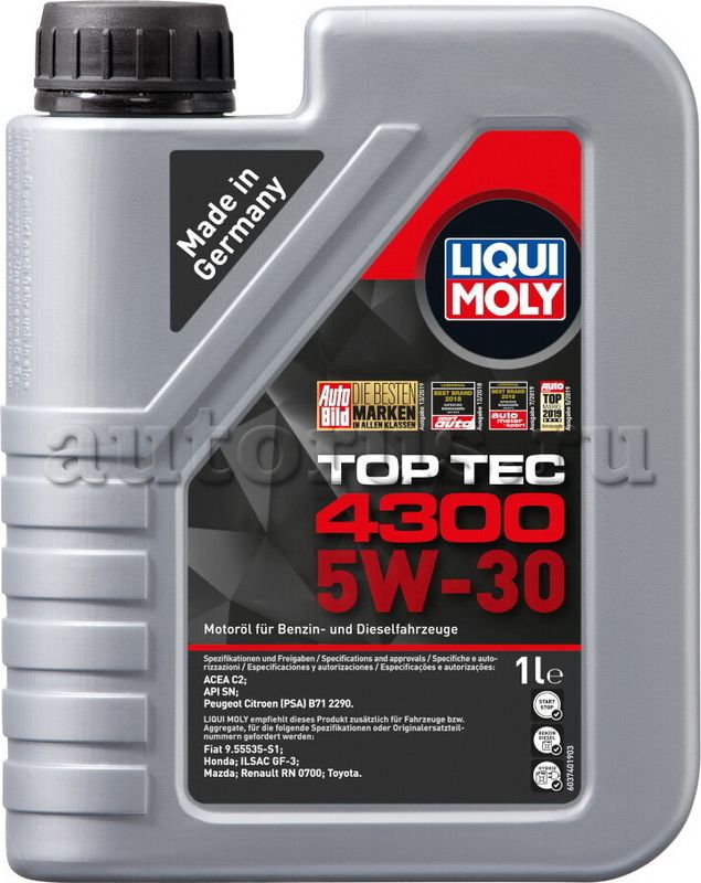Масло моторное LIQUI MOLY TOP TEC 4300 5W30 1л. Артикул 3740