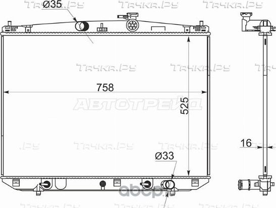РАДИАТОР TOYOTA HIGHLANDER 2GR 13- TY0003-GSU55 (SAT). Артикул TY0003GSU55