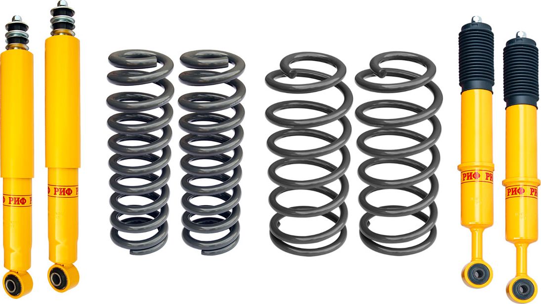 Лифт-комплект РИФ мягкий для Toyota FJ Cruiser 2006-2008, лифт 30 мм, нагрузка передних пружин + 30 кг, задних до +0-100 кг. Артикул RIF-TLC120-A