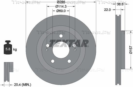 Тормозной диск Textar. Артикул 92148500