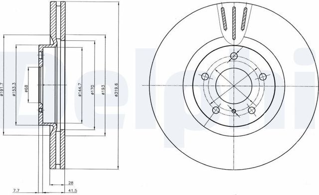 Тормозной диск Delphi. Артикул BG4107