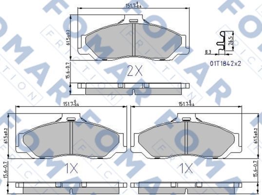 Тормозные колодки Fomar. Артикул FO 994281