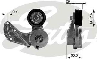 Натяжной ролик (натяжитель) приводного клинового зубчатого ремня Gates DriveAlign®. Артикул T38317