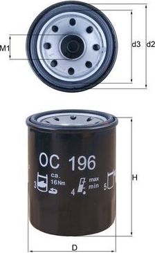 Масляный фильтр Mahle для BYD F3 I 2005-2012. Артикул OC 196