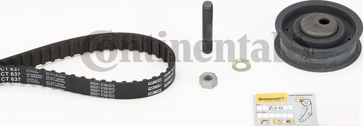 Ремень ГРМ с роликами (комплект) ContiTech для Volkswagen Santana 1981-1984. Артикул CT637K1