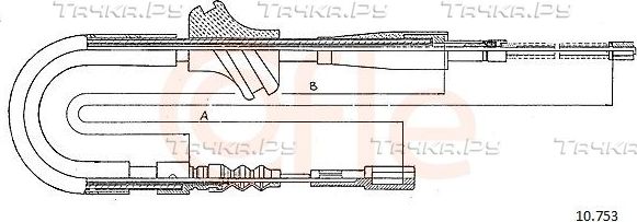 Трос ручника (тросик ручного тормоза) Cofle. Артикул 10.753