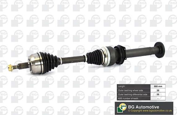 Полуось (привод в сборе, приводной вал) BGA передняя правая для Volkswagen Transporter T5 2003-2015. Артикул DS9640R