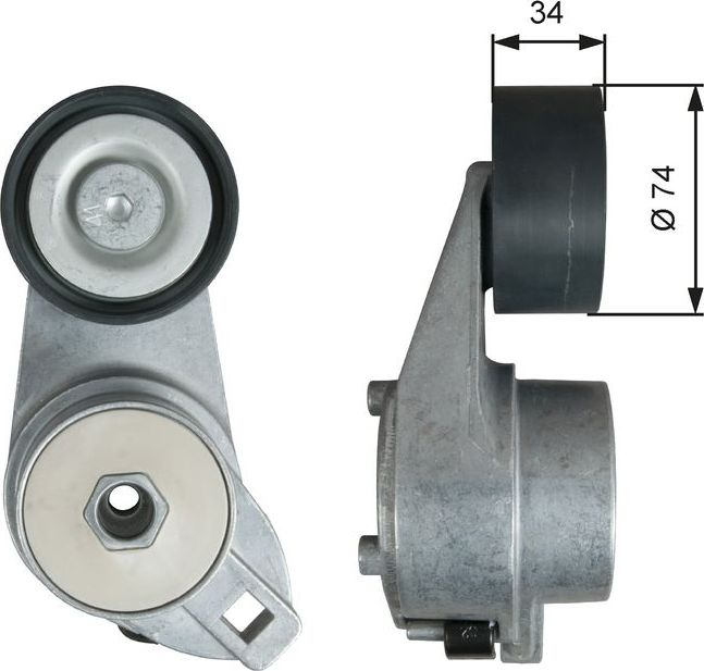 Натяжной ролик (натяжитель) приводного клинового зубчатого ремня Gates FleetRunner™. Артикул T38580