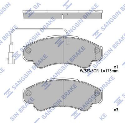 Тормозные колодки Sangsin Hi-Q. Артикул SP4033