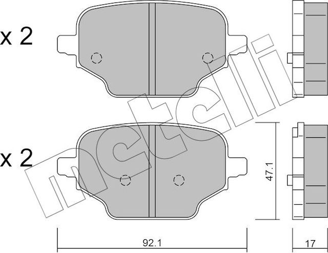 Тормозные колодки Metelli задние для Opel Combo E 2018-2026. Артикул 22-1245-0