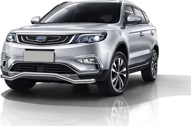 Защита Slitkoff переднего бампера d57 Волна для Geely Atlas 2018-2026. Артикул GEAT-001