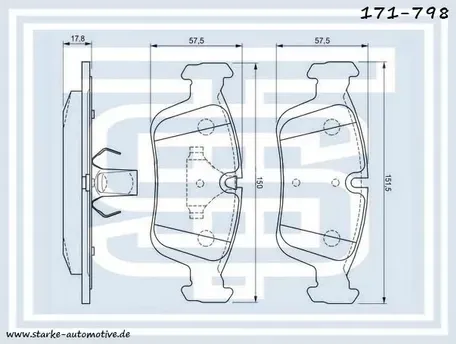 Колодки тормозные перед (Starke). Артикул 171798