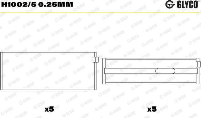 Вкладыши коренные Glyco для Mercedes-Benz CLA I (C117, X117) 2013-2019. Артикул H1002/5 0.25mm