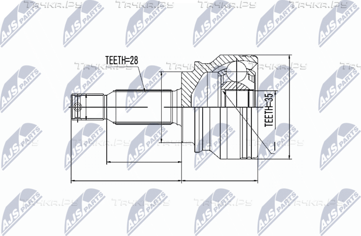 Шрус внутренний (граната) NTY передний для Mitsubishi Outlander XL 2006-2012. Артикул NPZ-MS-036