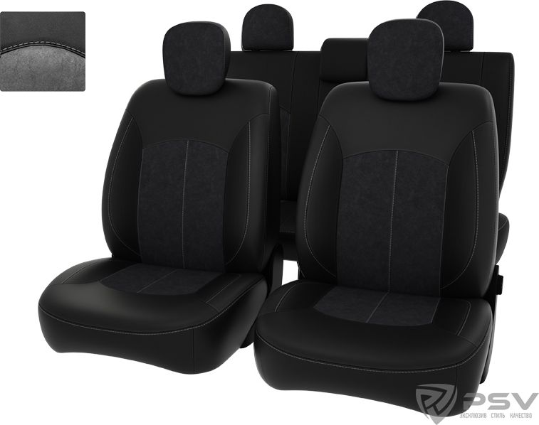 Чехлы PSV Оригинал на сидения для Renault Duster I 2010-2015, цвет Черный/темно-серый. Артикул 131732
