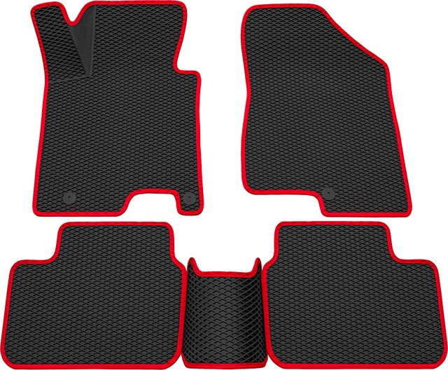Коврики Rezkon 3D EVA ромб резиновые для салона Kia Ceed II 2012-2018 Красный кант. Артикул 9221005204