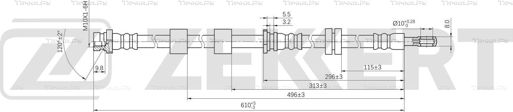Тормозной шланг Zekkert передний правый для Peugeot 4007 2007-2013. Артикул BS-9564
