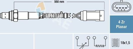 Лямбда-зонд (кислородный датчик) FAE для Renault Modus I 2004-2015. Артикул 77153
