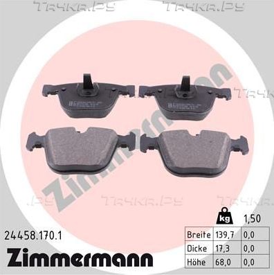 Тормозные колодки Zimmermann задние для BMW X5 II (E70) 2009-2013. Артикул 24458.170.1