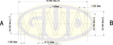 Пружина подвески G.U.D. передняя для Renault Clio II 1998-2013. Артикул GCS072929