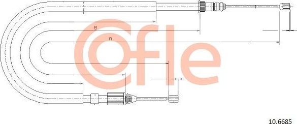 Трос ручника (тросик ручного тормоза) Cofle задний правый для Renault Megane I 1999-2003. Артикул 92.10.6685