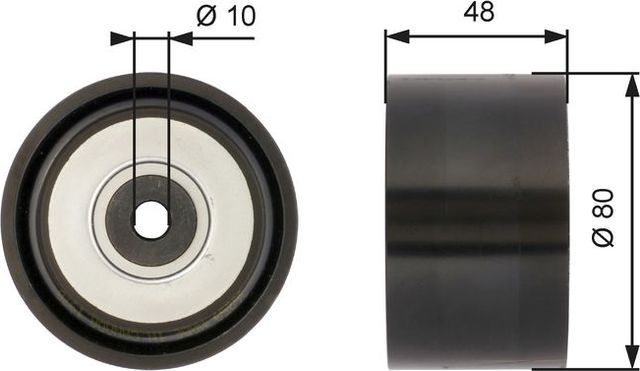 Направляющий (ведущий) ролик приводного поликлинового ремня Gates (Металл). Артикул T36259