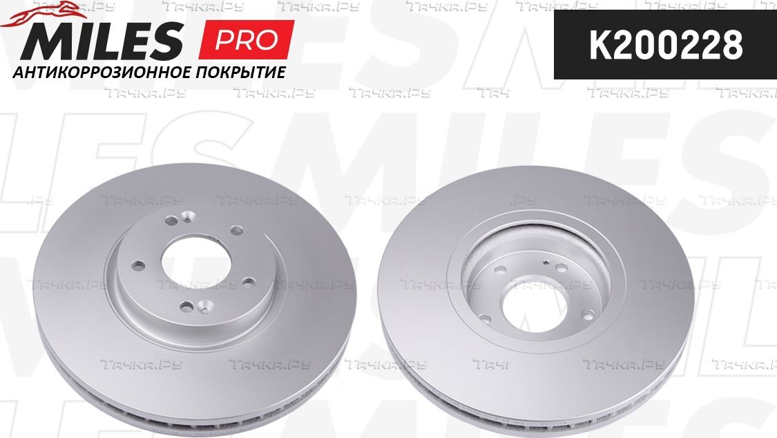 Тормозной диск Miles передний для Hyundai Santa Fe II 2006-2013. Артикул K200228