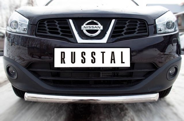 Защита RusStal переднего бампера d63 (дуга) для Nissan Qashqai I 2010-2013. Артикул QNZ-000769