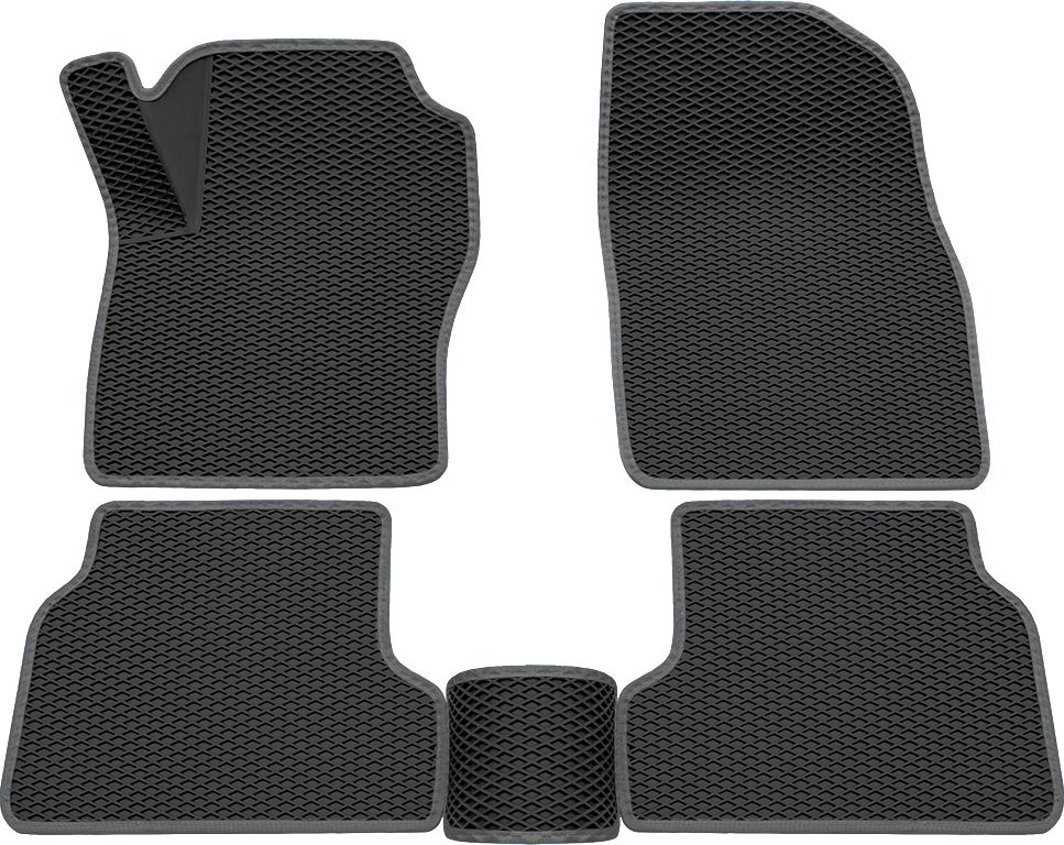 Коврики Rezkon 3D EVA Ромб резиновые для салона Ford Focus II 2008-2011 Серый кант. Артикул 9216010102