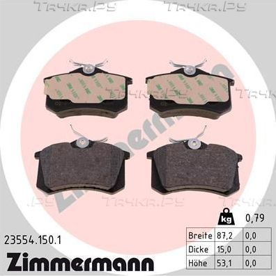 Тормозные колодки Zimmermann задние для Renault Scenic II 1999-2003. Артикул 23554.150.1