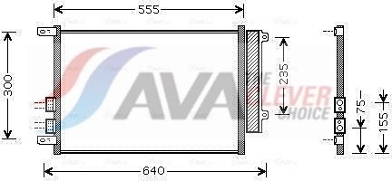Радиатор кондиционера (конденсатор) AVA (алюминий) для Alfa Romeo 147 I 2001-2010. Артикул ALA5088D
