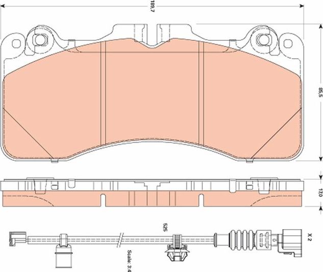 Тормозные колодки TRW. Артикул GDB3506