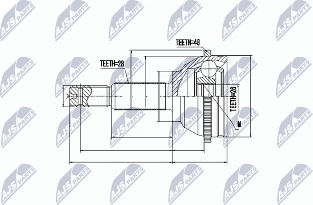 Шрус внутренний (граната) NTY передний для Ford Transit VI 2000-2006. Артикул NPZ-FR-037