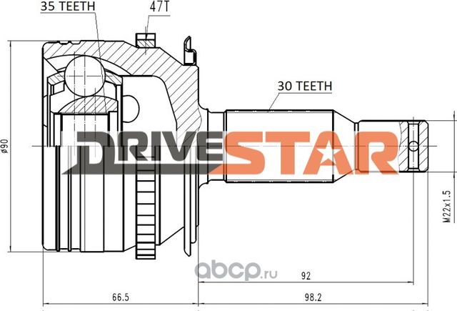ШРУС НАРУЖНЫЙ 35x69x30 (Drivestar). Артикул OCJMI0008F